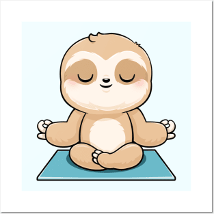 Cute Sloth Meditating Posters and Art